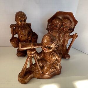 VTG Hong Kong Resin Figurines Stormy Weather Stargazer Dutch Boy Lot Of 3